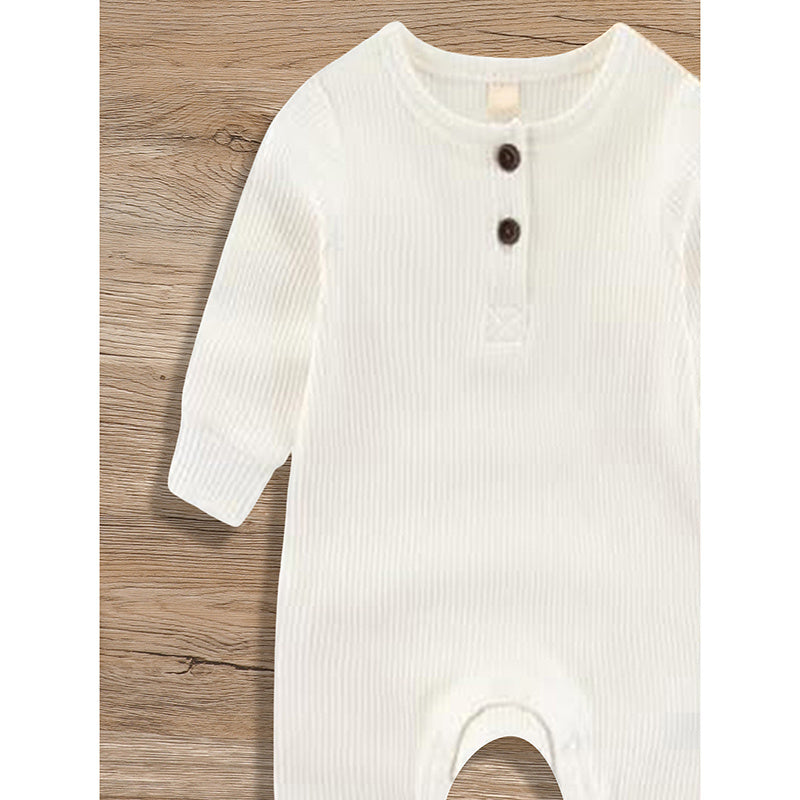 3-Pack Ribbed Cotton Baby Rompers – Soft Long Sleeve Set