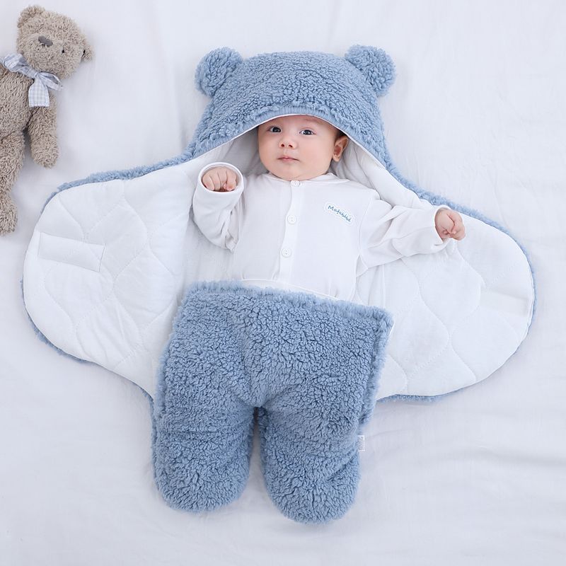 Cozy Sherpa Baby Wrap – Winter Hooded Blanket