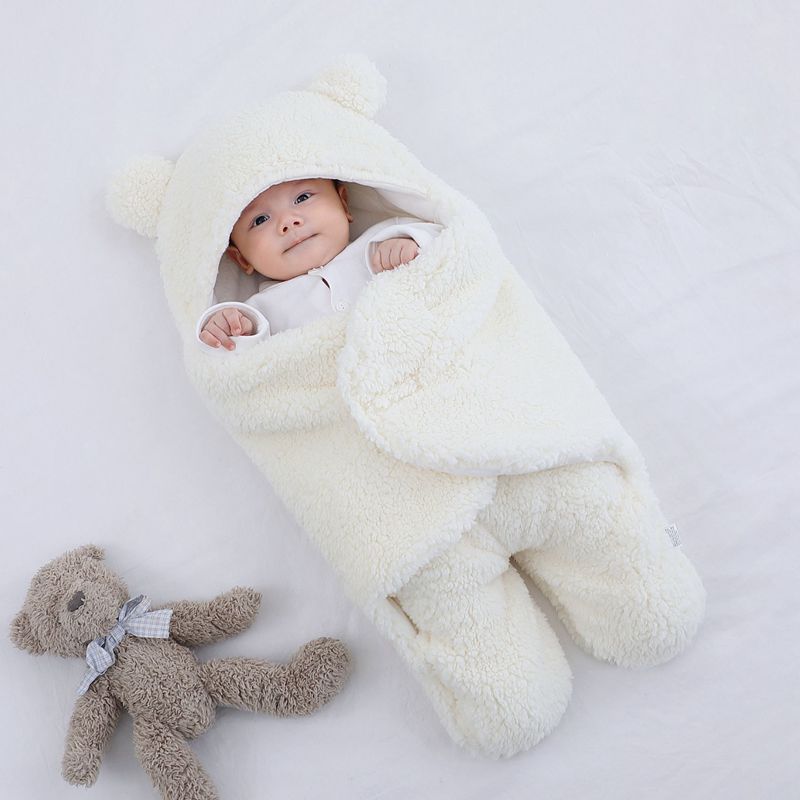 Cozy Sherpa Baby Wrap – Winter Hooded Blanket