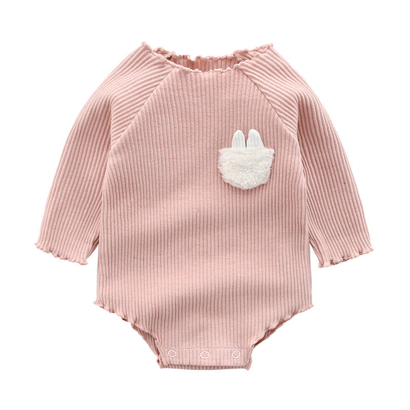 Soft Cotton Long-Sleeve Baby Romper – Minimalist Korean Style
