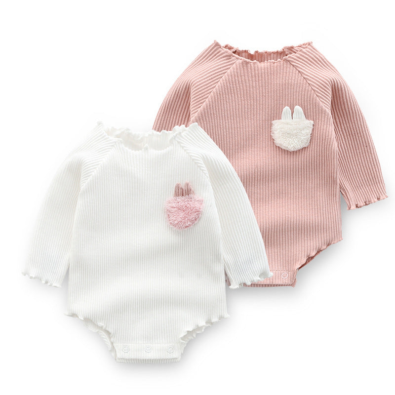 Soft Cotton Long-Sleeve Baby Romper – Minimalist Korean Style
