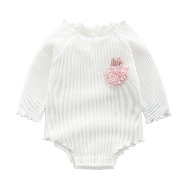 Soft Cotton Long-Sleeve Baby Romper – Minimalist Korean Style