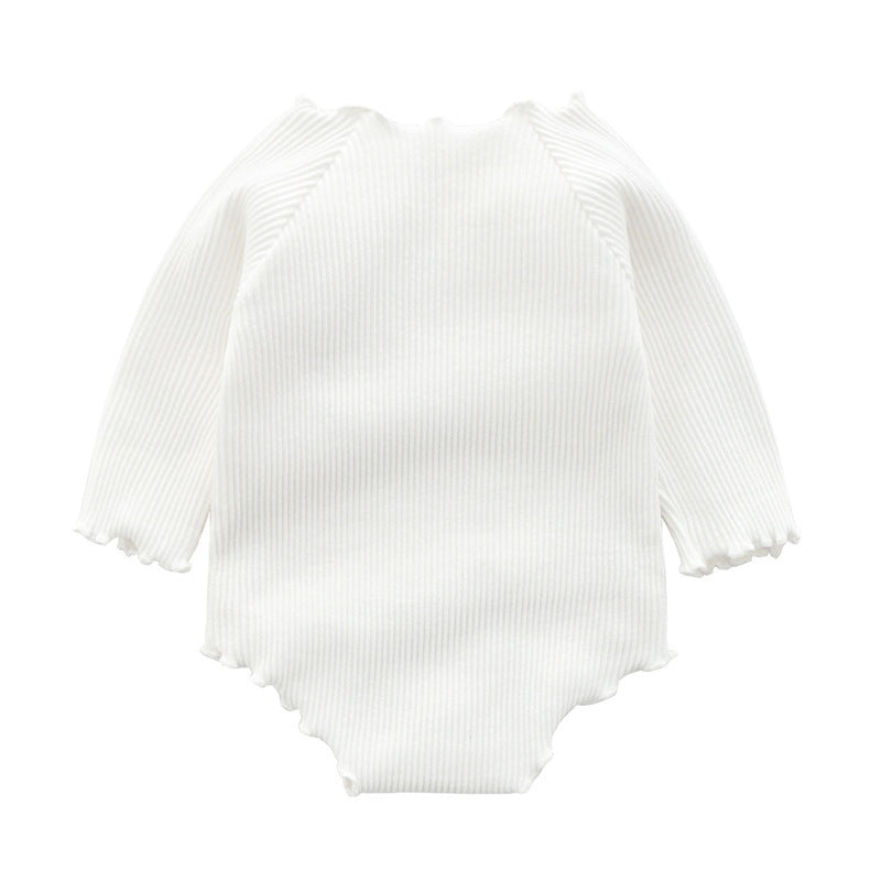 Soft Cotton Long-Sleeve Baby Romper – Minimalist Korean Style