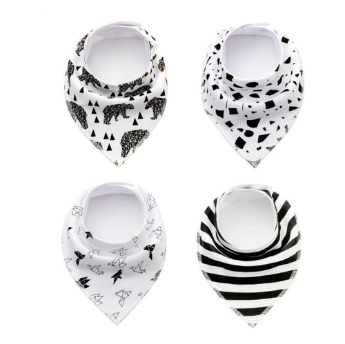 4-Pack Soft Cotton Baby Bibs – Cute & Absorbent Bandanas