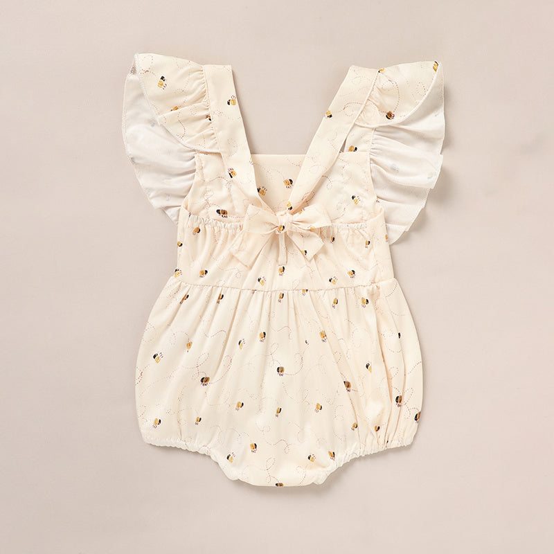 Baby Girl Honeybee Romper – Soft Ruffle Bubble Outfit