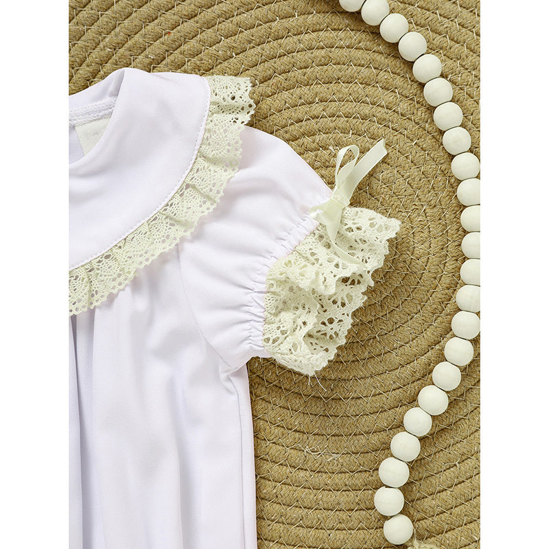 White Lace Baby Romper – Elegant Bubble Outfit for Special Occasions