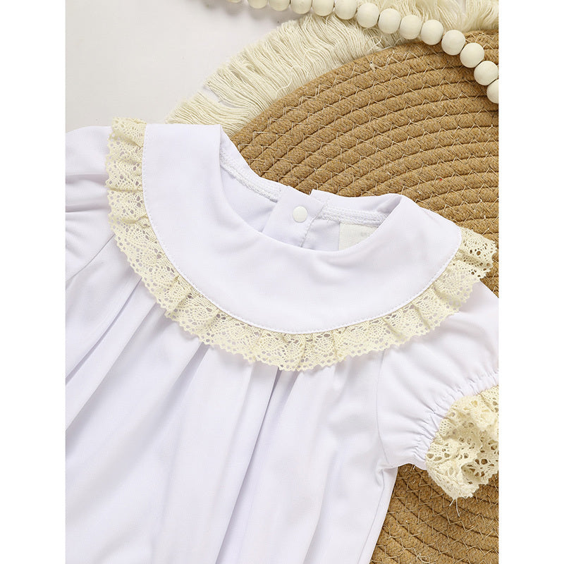 White Lace Baby Romper – Elegant Bubble Outfit for Special Occasions