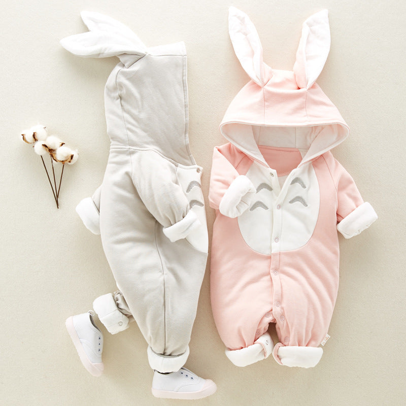 Cozy Hooded Baby Romper – Soft Ears Edition