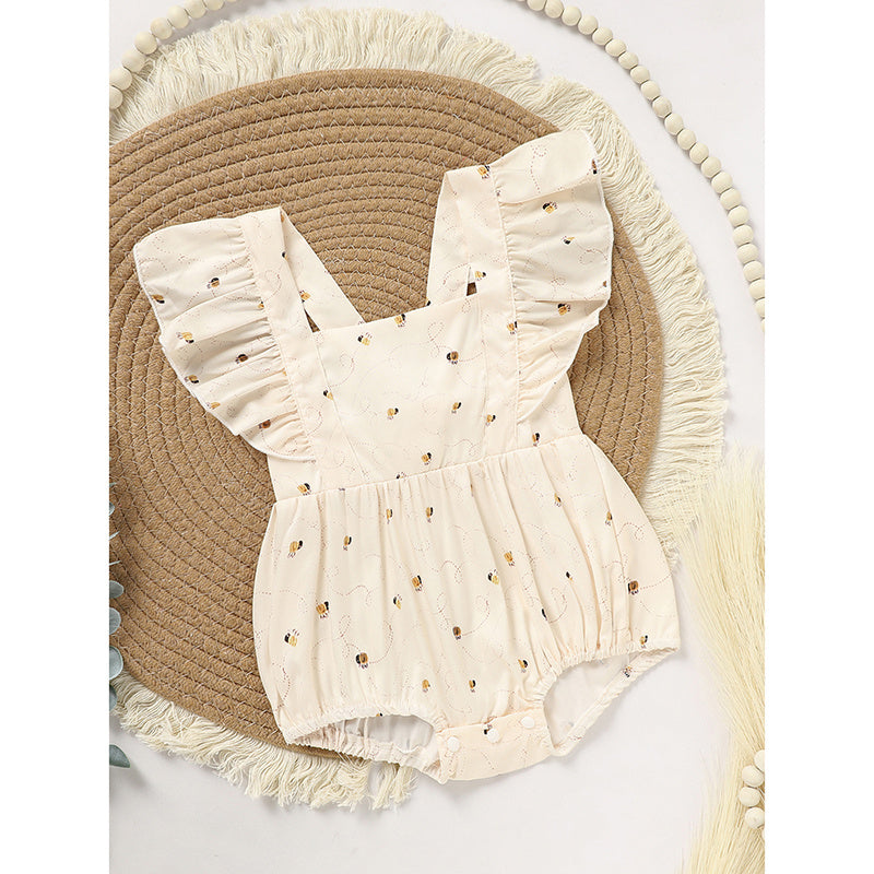 Baby Girl Honeybee Romper – Soft Ruffle Bubble Outfit