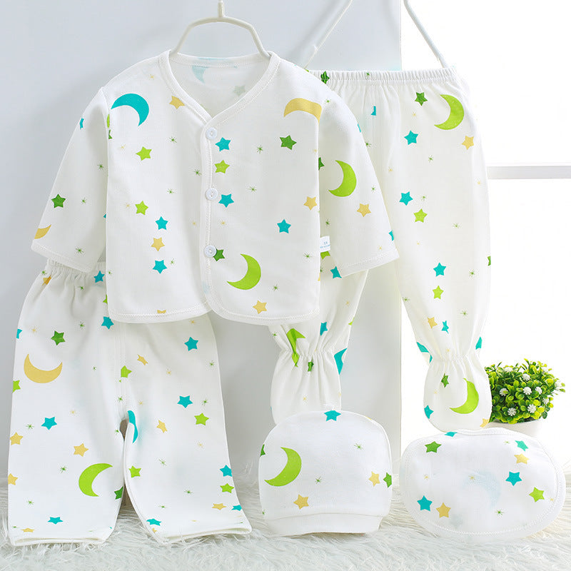 5-Piece Cotton Baby Essentials Set – Soft Long Sleeve Homewear Outfit (Newborn 0-3M)