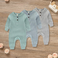 3-Pack Ribbed Cotton Baby Rompers – Soft Long Sleeve Set