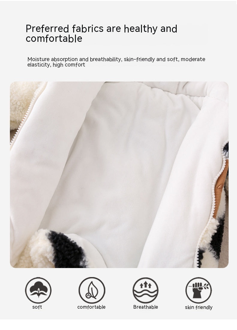 Winter Thickened Baby Jumpsuit – Quilted & Ultra-Warm Cow Plush Romper