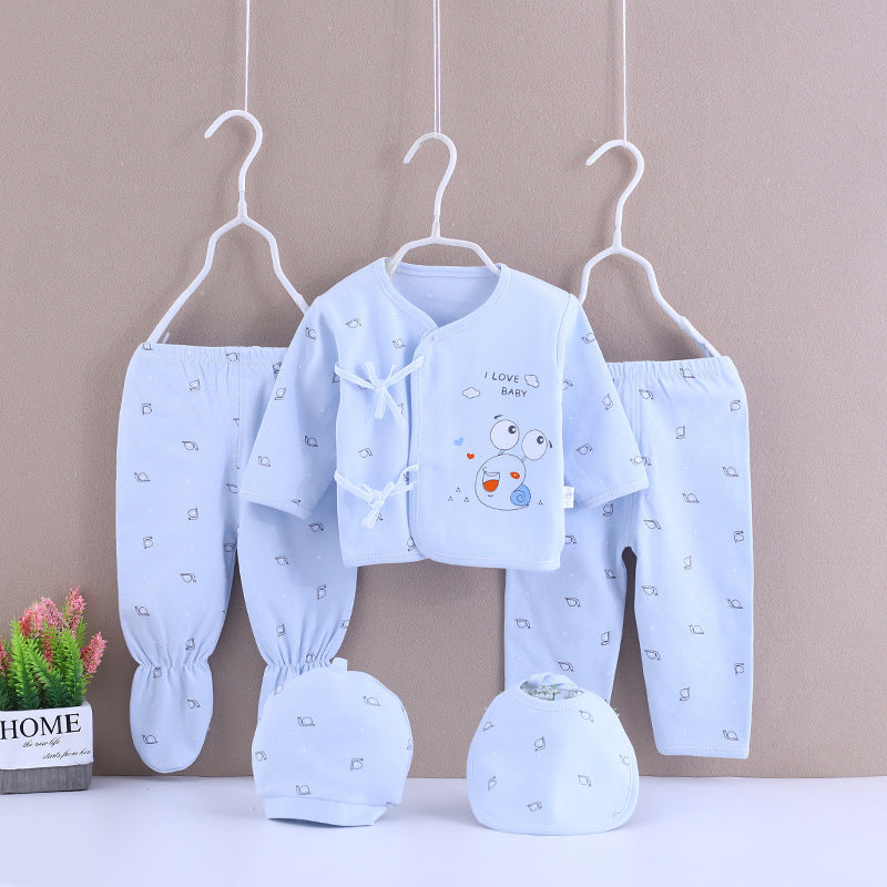 5-Piece Cotton Baby Essentials Set – Soft Long Sleeve Homewear Outfit (Newborn 0-3M)