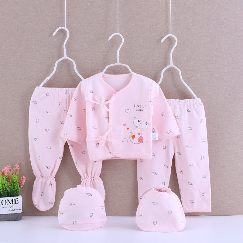 5-Piece Cotton Baby Essentials Set – Soft Long Sleeve Homewear Outfit (Newborn 0-3M)