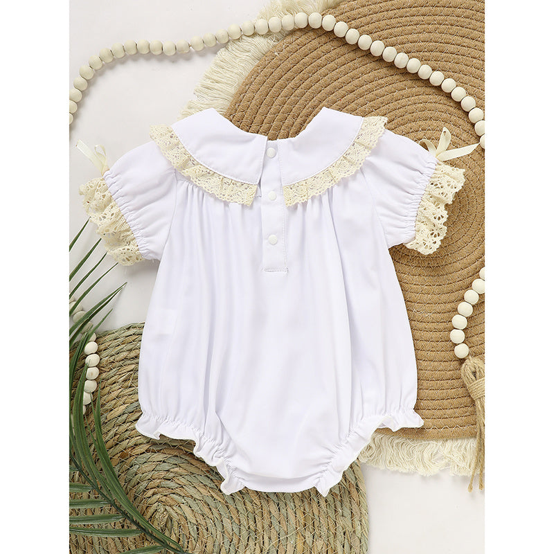 White Lace Baby Romper – Elegant Bubble Outfit for Special Occasions