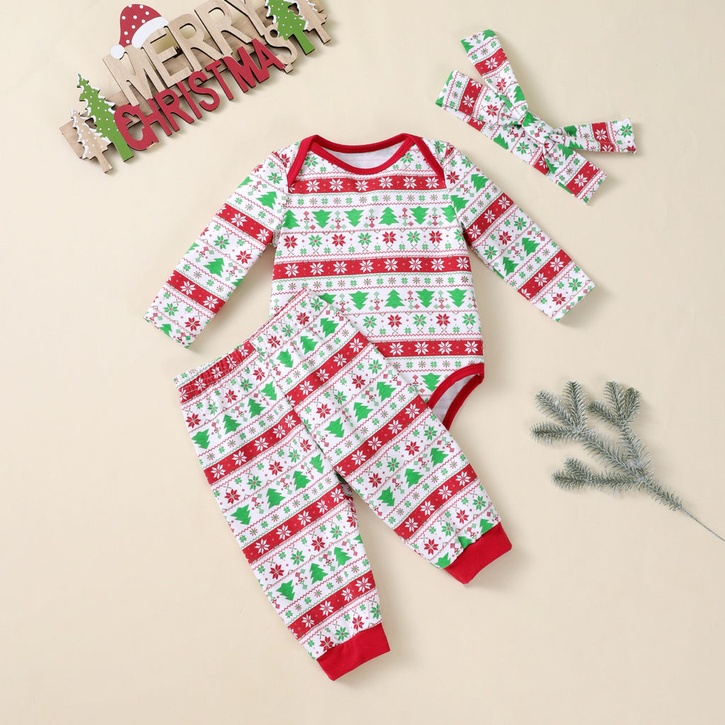 Christmas Tree 3-Piece Holiday Outfit (Bodysuit + Pants + Hat)