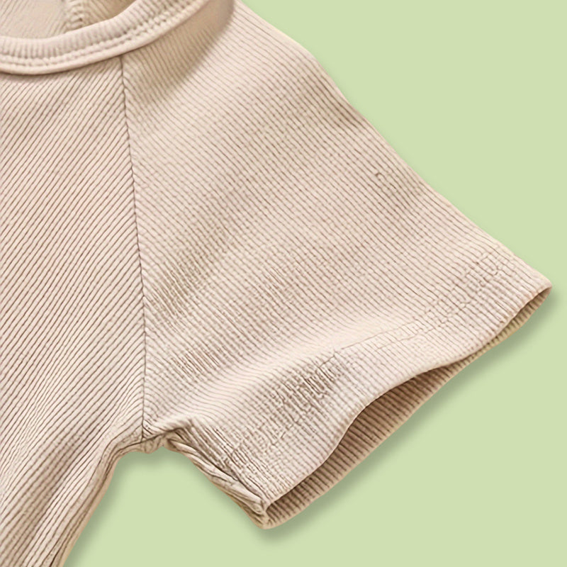 3-Pack Ribbed Cotton Baby Rompers – Neutral Set