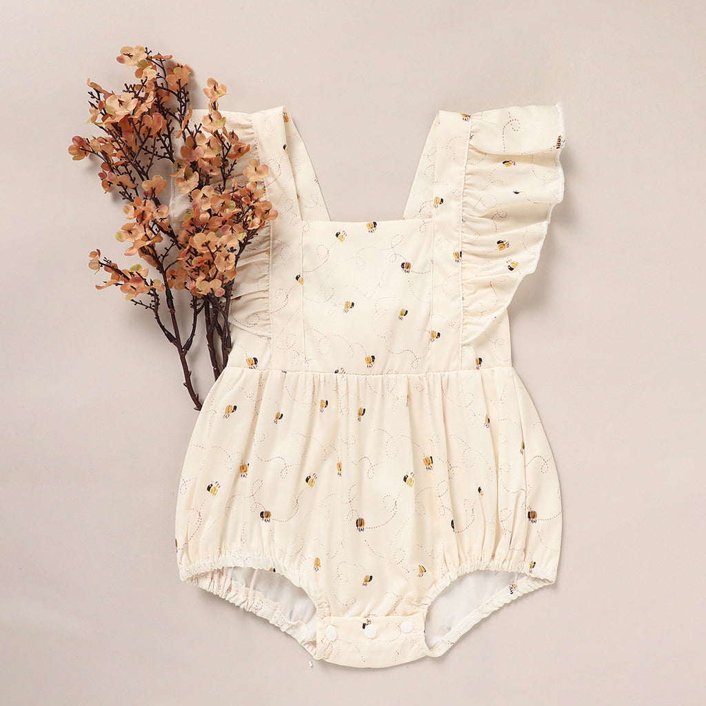Baby Girl Honeybee Romper – Soft Ruffle Bubble Outfit