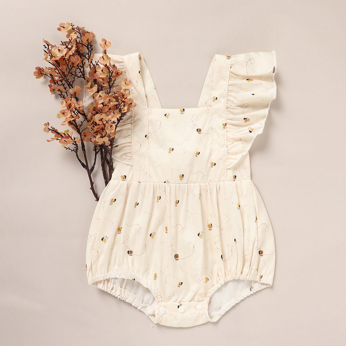 Baby Girl Honeybee Romper – Soft Ruffle Bubble Outfit